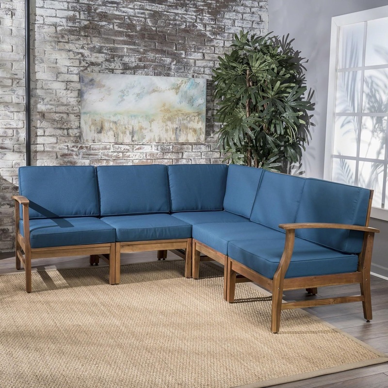 Perla – 5 Pieces Sofa Set|Beige|Dark Gray|Blue