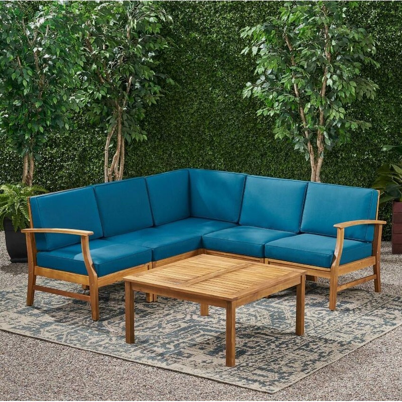 Perla – 6 Pieces Sofa Set|Beige|Light Blue