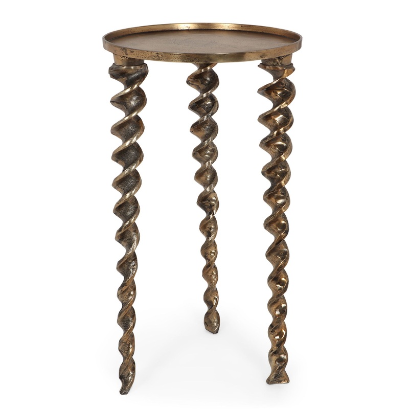 Bohemian Industrial Drill Table L – Antique Brass