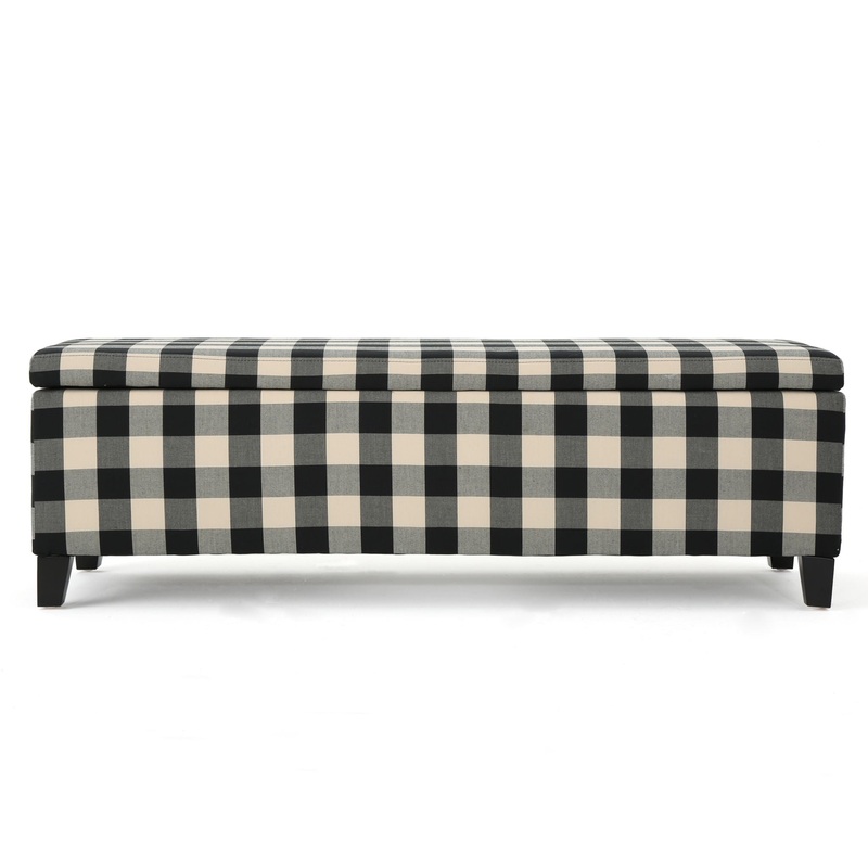 Contemporary Storage Ottoman With Seating And Storage – Black