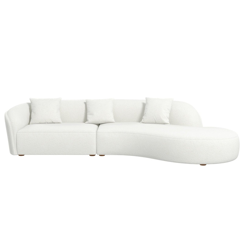 Elijah – Japandi Curvy Sectional Sofa – Beige