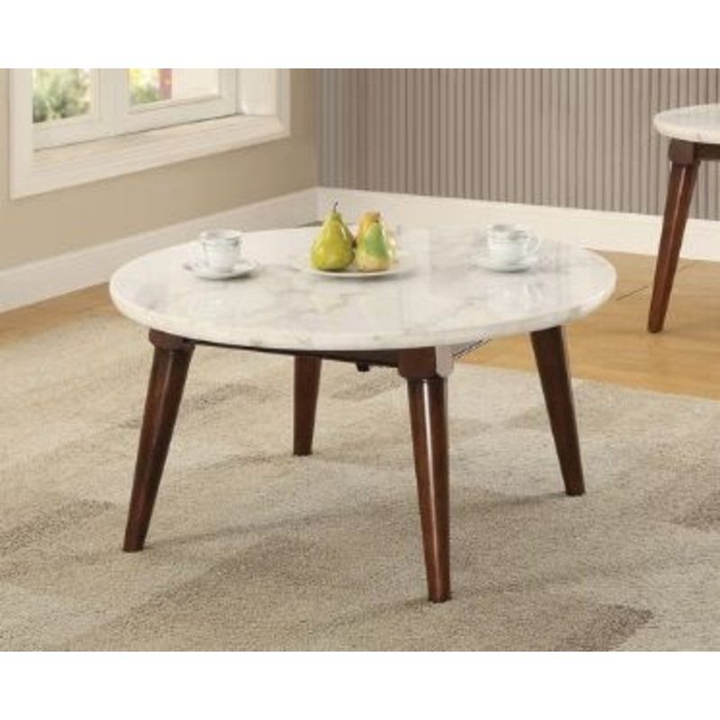 Gasha – Coffee Table – White Marble / Walnut