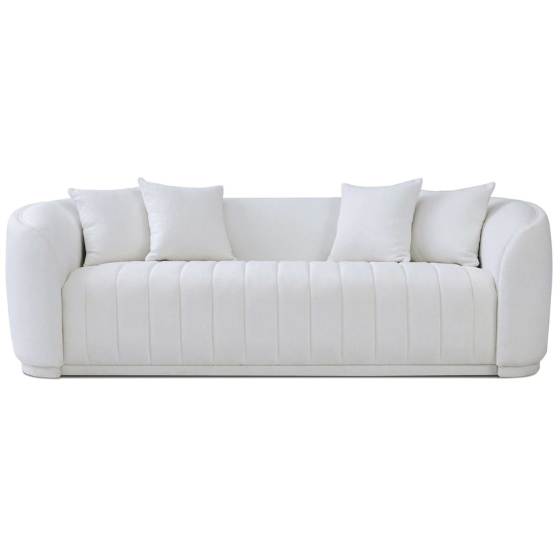 Markus – Mid-Century Modern Luxury Tight Back Couch – White