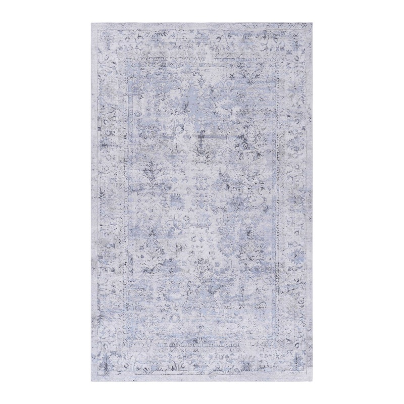 Maval – 2′ X 3′ Washable Area Rug – Blue / Cream