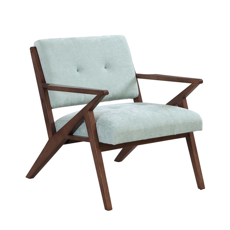 Modern Accent Chair With Plush Cushions, Angled Arm Design – Green