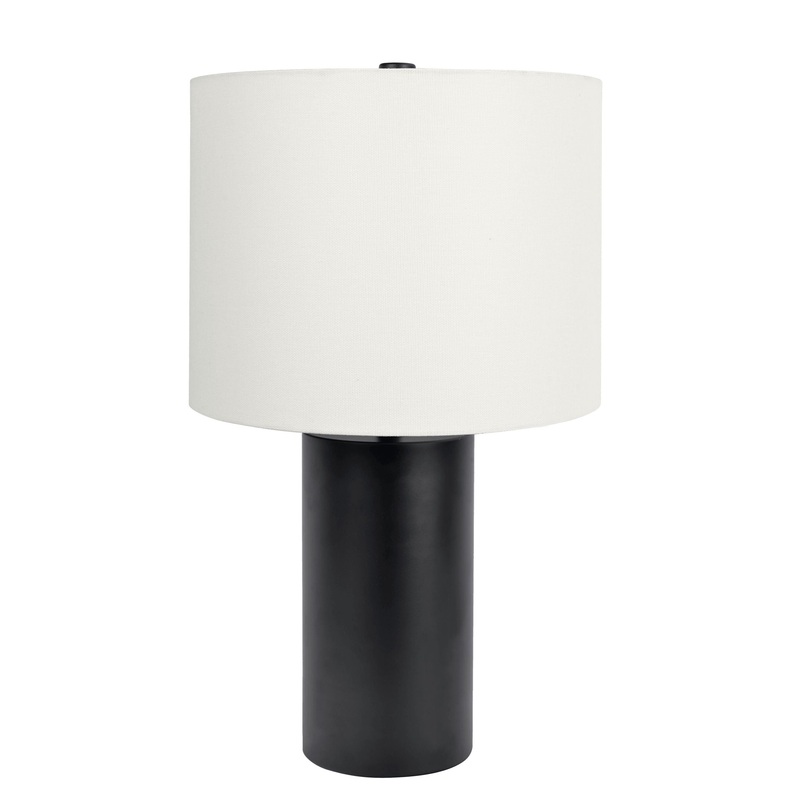 Aura – Table Lamp With On / Off Switch Block Base – Black / White