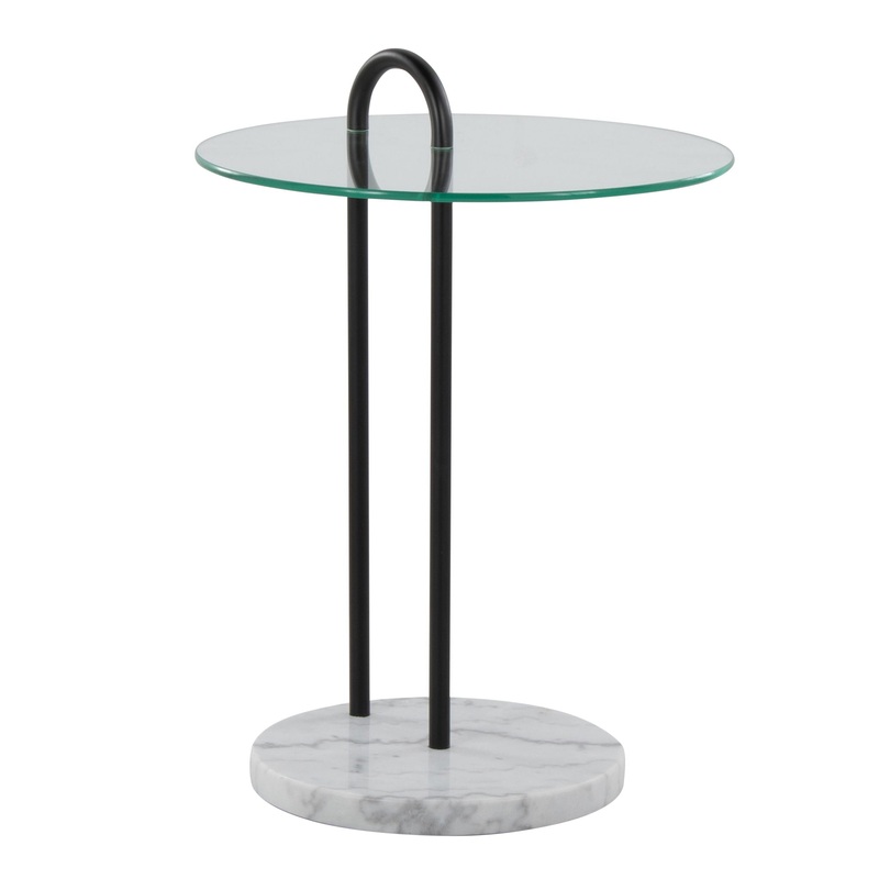 Claire – Contemporary / Glam Side Table – Black / Clear