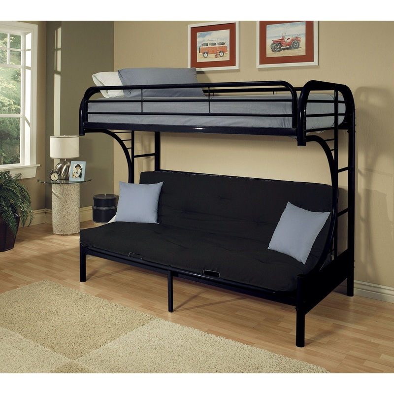 Eclipse – Twin Long Queen Futon Bunk Bed – Black