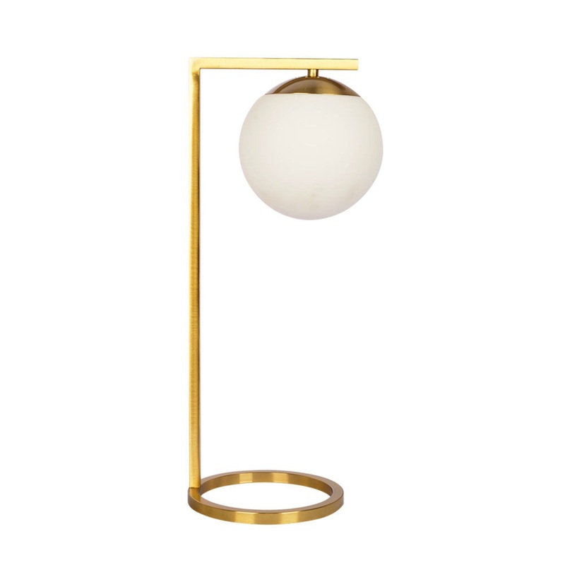 Globe – Table Lamp Opal With Dimmer Switch Inline – Gold / White