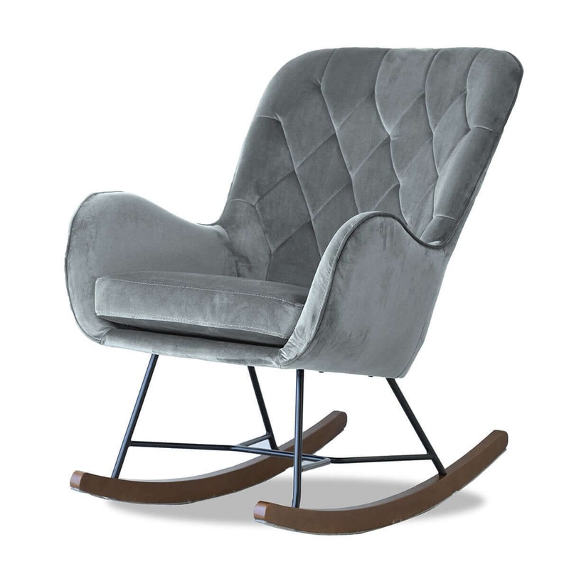 Hannah – Mid-Century Modern Rocking Chair – Gray