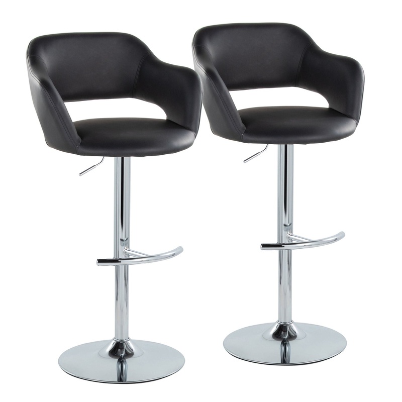 Margarite – Contemporary Ajustable Barstool With Swivel With Rounded T Footrest (Set of 2)