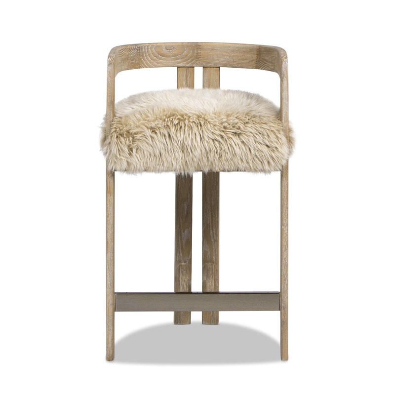 Millwick – Low Back Genuine Fur Counter Stool – Natural Blonde