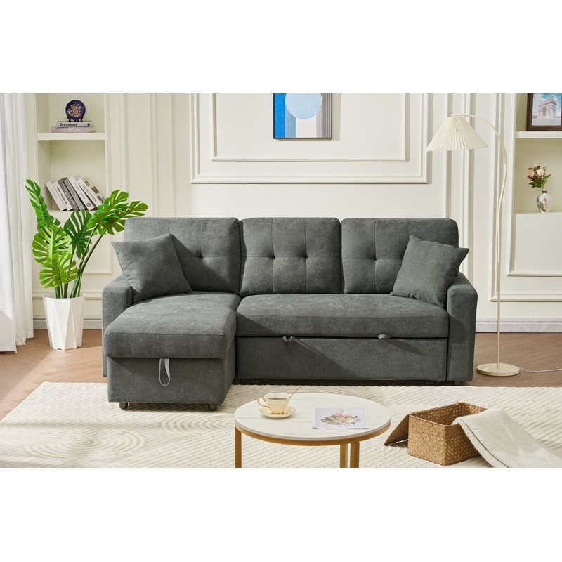 Reversible Sofa Couch Sleeper With Pull Out Bed And USB Port