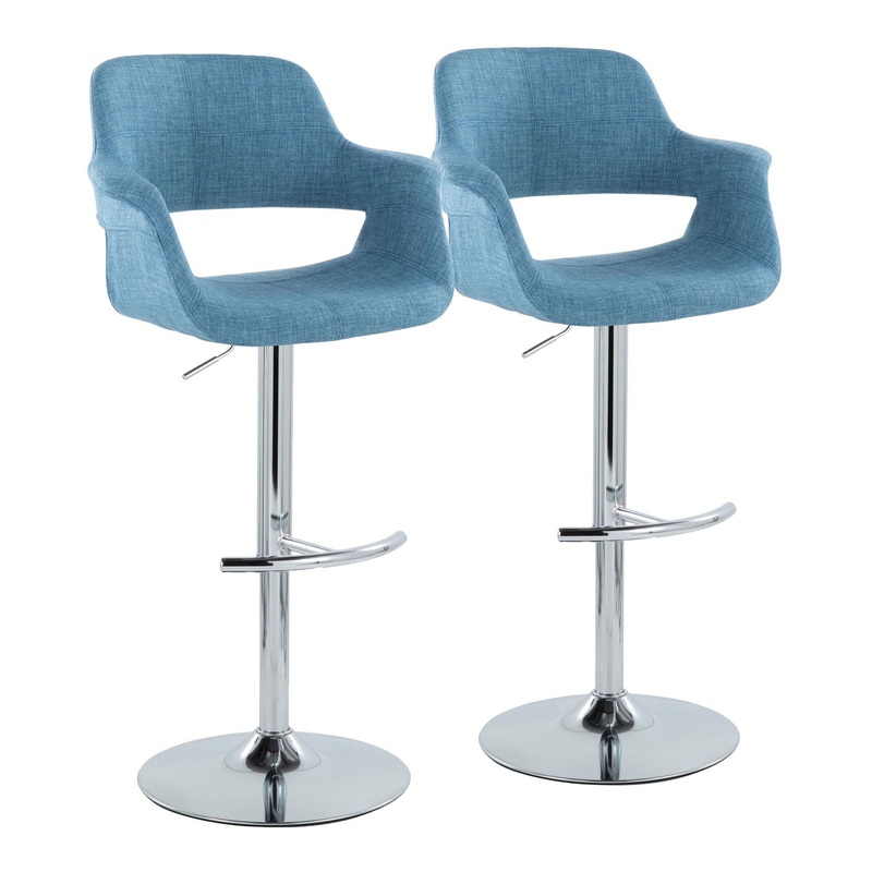 Vintage Flair – Mid Century Modern Adjustable Barstool With Swivel With Rounded T Footrest (Set of 2)