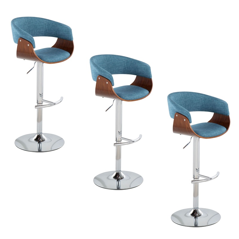 Vintage Mod – Mid Century Modern Adjustable Height Barstool With Swivel With Rounded T Footrest (Set of 2)
