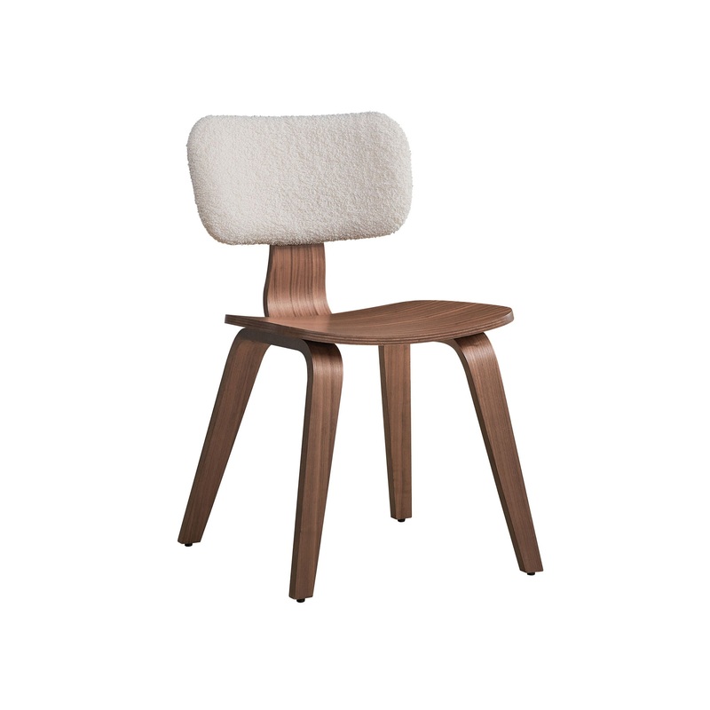 Casson – Boucle 7 Walnut Side Chair (Set of 2) – White / Walnut