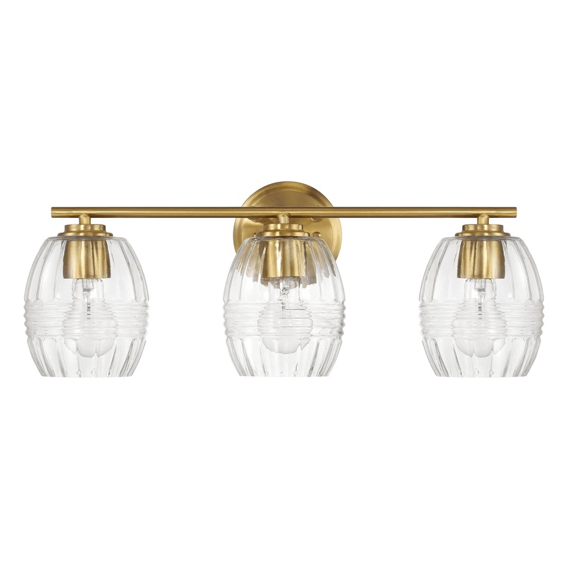 Luster – 3 Lights Vanity With Clear For Bathrooms Above Mirror Wall Lamp Satin – Clear / Gold