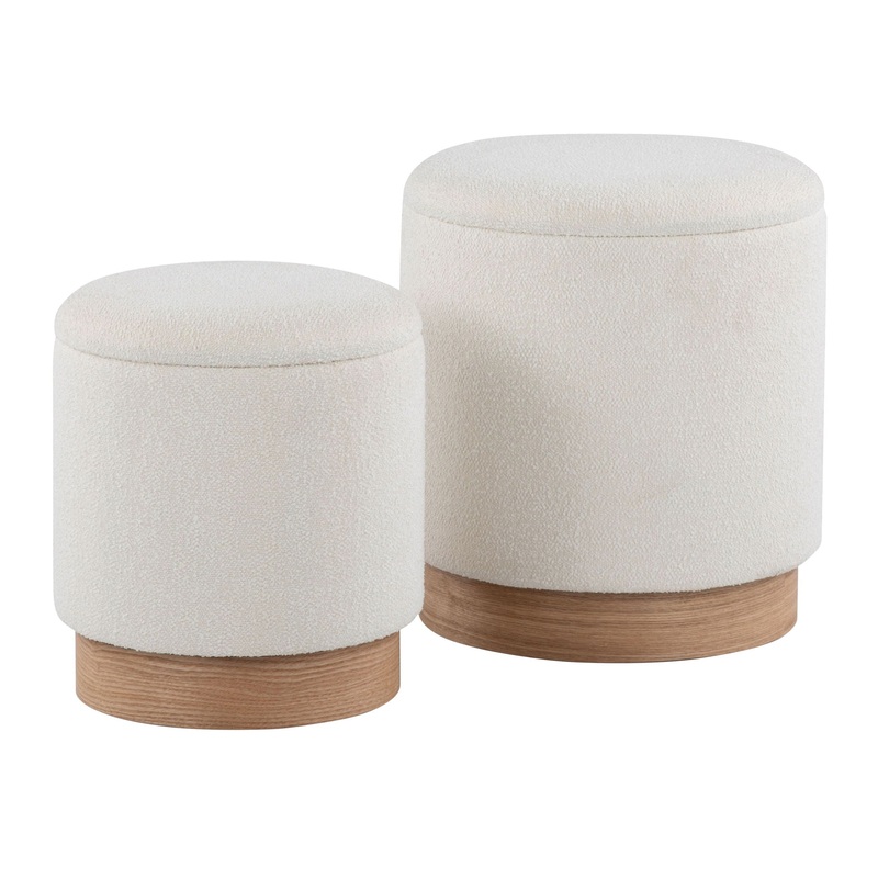 Marla – Contemporary, Nesting Ottoman Set – Natural / Cream