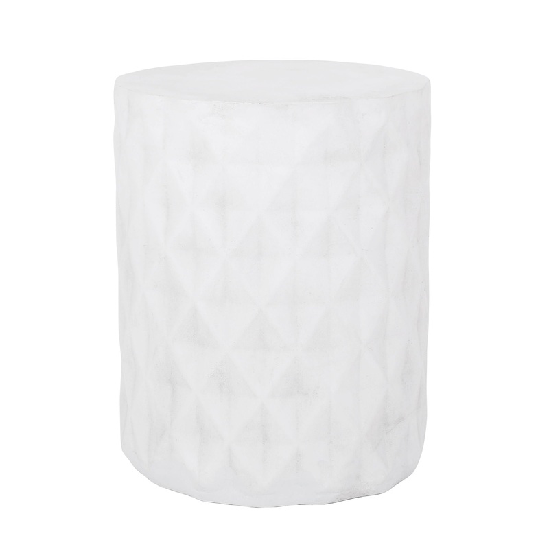Outdoor Lightweight Concrete, Side Table – Antique White