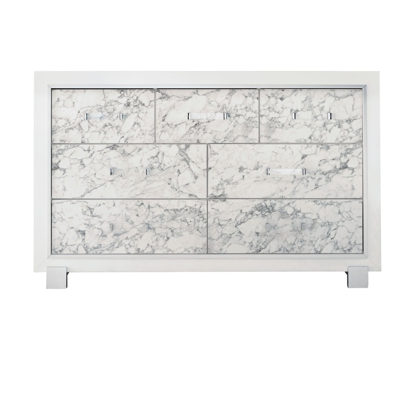 Skye – Marble Dresser – White