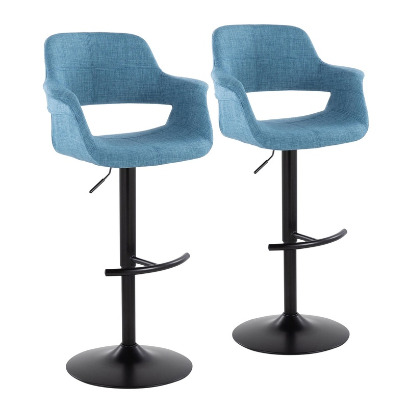 Vintage Flair – Mid Century Modern Adjustable Barstool With Swivel & Rounded T Footrest (Set of 2)