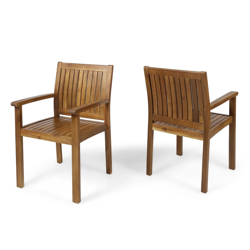 Amethyst – Outdoor Dining Chair With Slat Design (Set of 2) – Natural