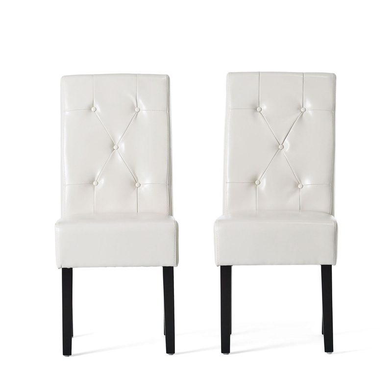 Carter – 5 Tuft Dining Chair With Button Tufted Backrest And Espresso Legs – Ivory