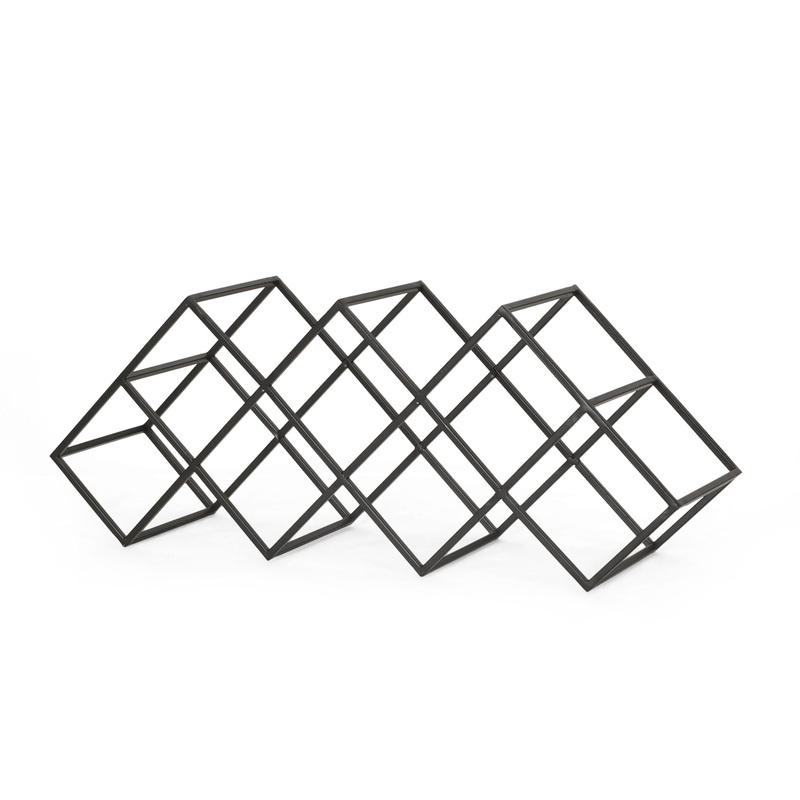 Modern Industrial Tabletop Wine Rack With 7 Bottle Holders – Black