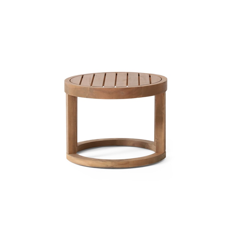 Outdoor Acacia Wood Side Table, Solid Side Table For Patio, Pool, Porch – Brown Wash