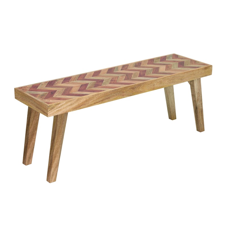 Artisan – Handcrafted Mango Wood Bench Rustic Boho Style – Natural