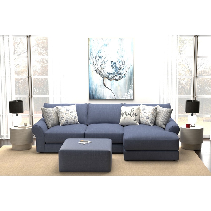 Cape May – Sofa Chaise With Comfort Coil Seating, 41 Cocktail Ottoman And 5 Accent Pillows Included