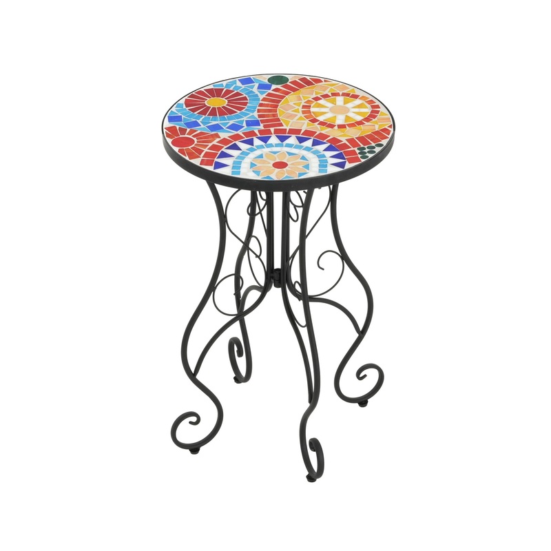 Colorful Outdoor Side Table With Ceramic Tile Top
