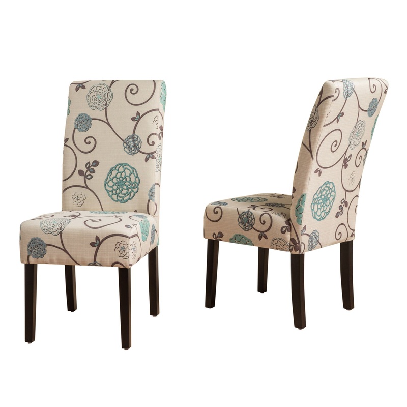 Contemporary Dining Chair Set With Rubberwood Legs – White / Blue