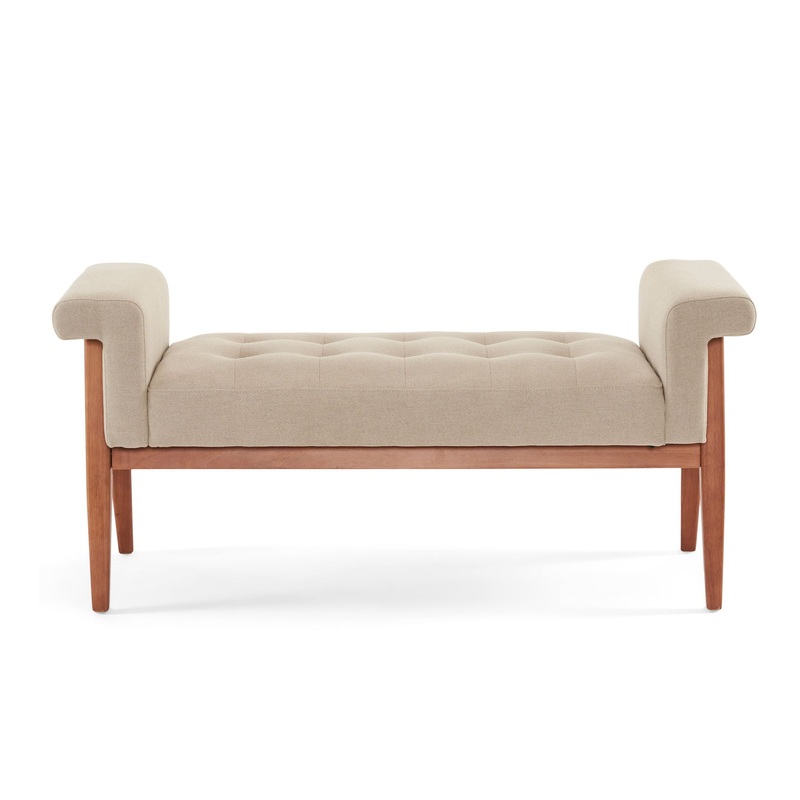 Elegant Tufted Ottoman – Beige / Brown