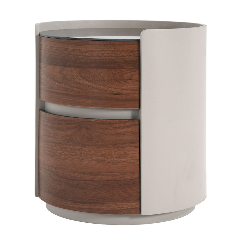 Italian Retro Double Storage Round Side Table – Gray Brown