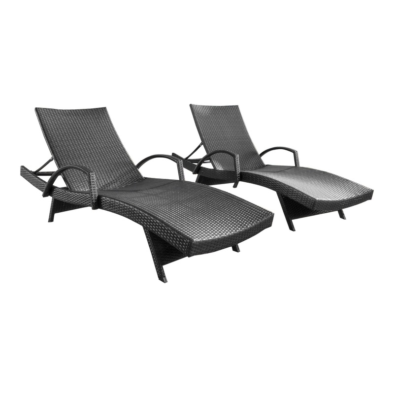 Salem – Contemporary Wicker Chaise Lounge With Arm, Weather Resistant
