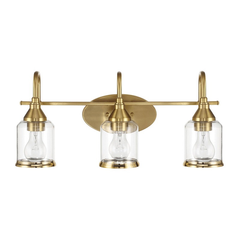 Twilight – 3 Lights Brush Contemporary Vanity Light – Clear / Gold