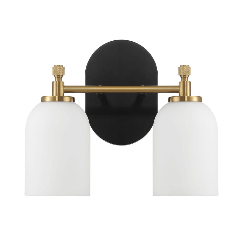 Vortex – 2 Lights Vanity In Traditional Style For Over Bathroom Mirror Wall Sconce – Black / Gold / White