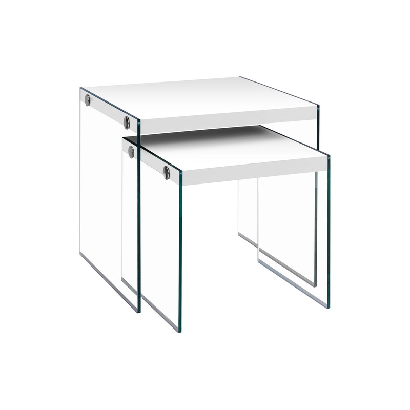 Accent Nesting Table Clear Tempered Glass For Living Room (Set of 2)