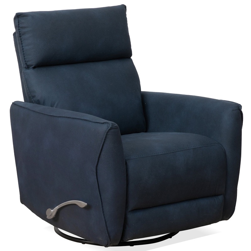 Carson – Swivel Glider Suede Recliner Chair – Midnight Blue