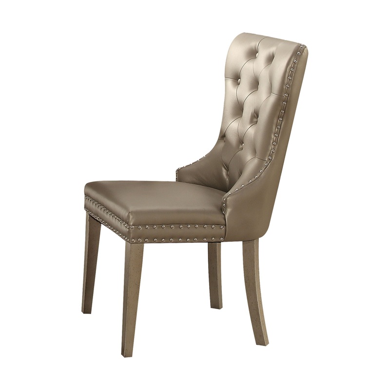 Kacela – Synthetic Leather Side Chair (Set of 2) – Champagne