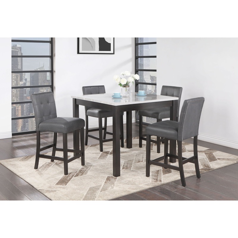 Leon – Bar Table And 4 Bar Stools – Espresso / White