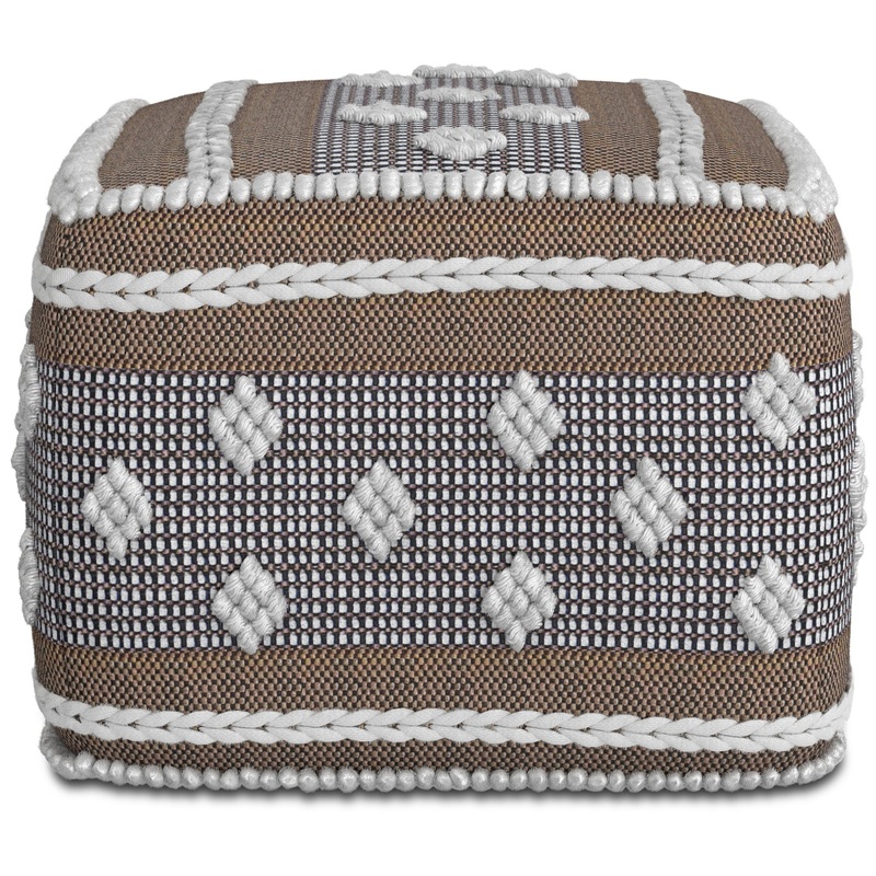 Mapleton – Outdoor / Indoor Pouf – Beige Gray / White