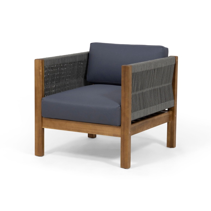 Outdoor Club Chair With Rattan Rope Wave – Dark Gray