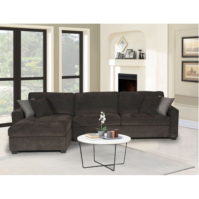 Polaris – Fabric Wide Reversible Sectional Sofa – Black