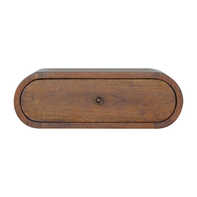 Wall Mounted Round Bedside Table – Chestnut