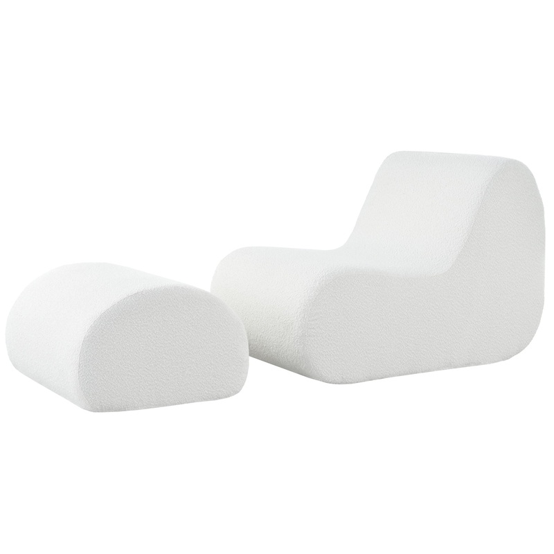 Curved Lounge Chair With Ottoman And High Resilience Foam