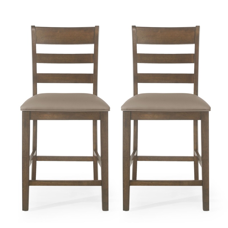 Farmhouse Upholstered Wood Counter Stools