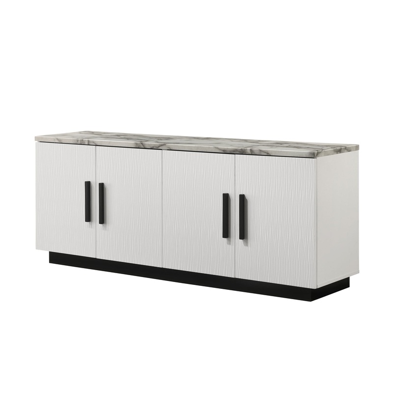 Matilda – Cabinet Console Table With White Faux Marble Top – White