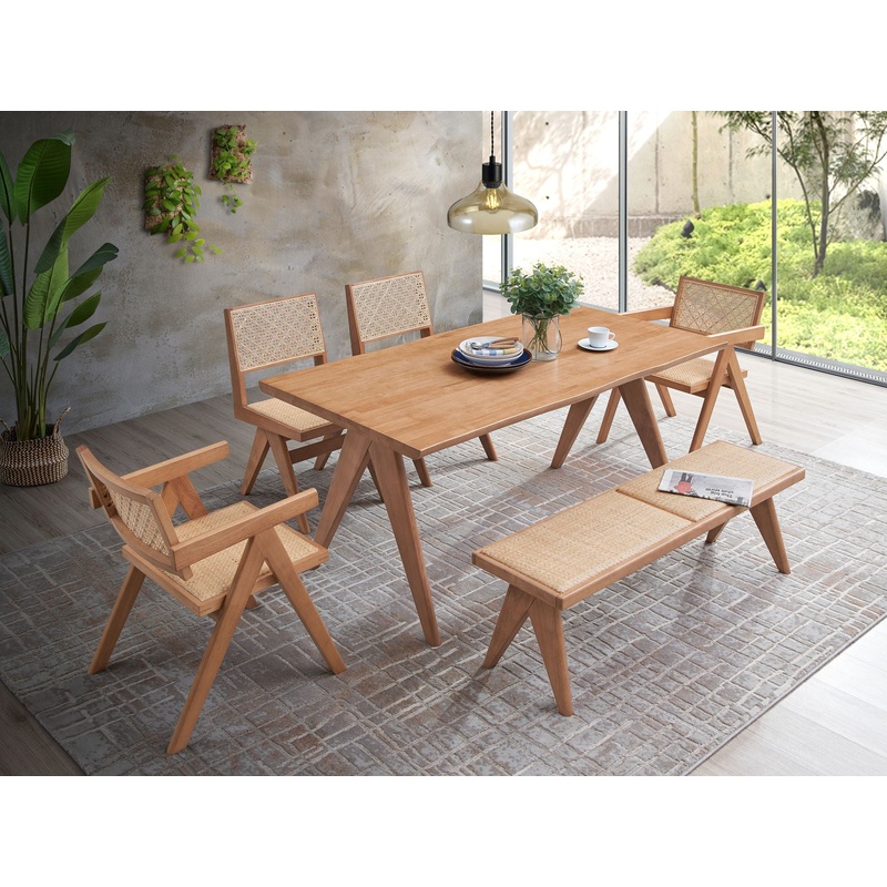 Velentina – 5 Pieces Patio / Outdoor Dining Set – Natural